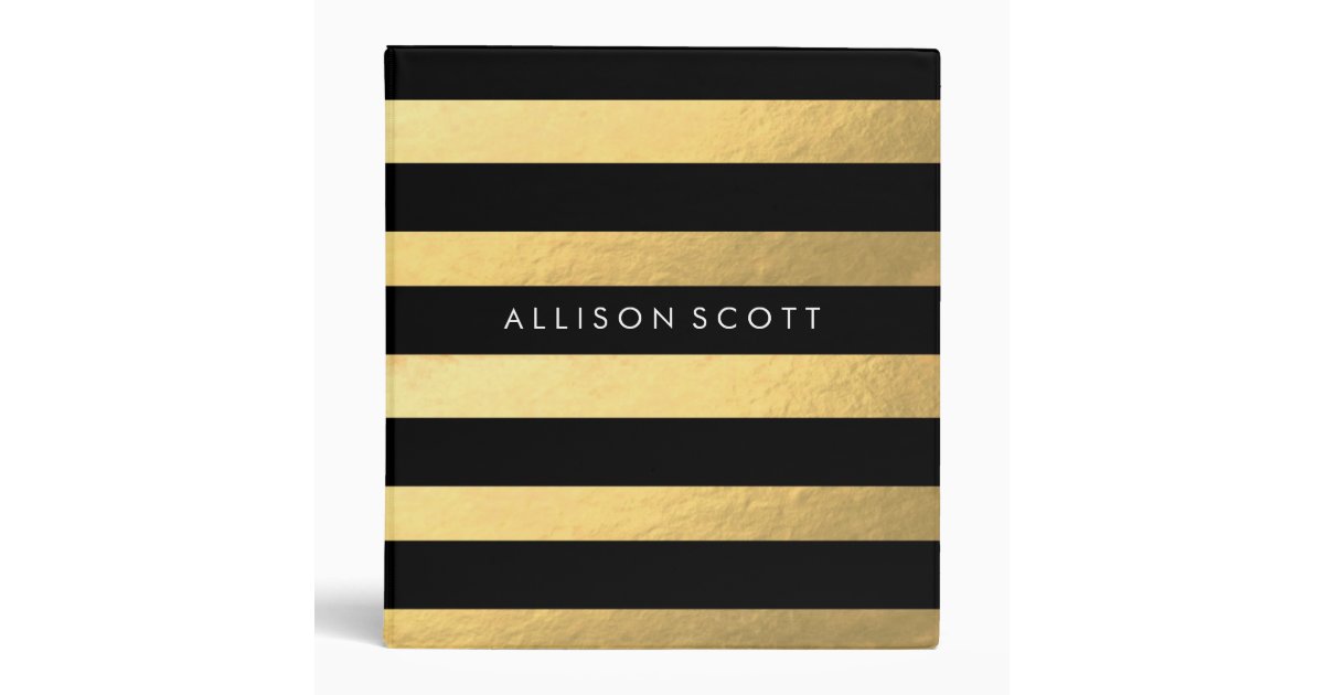 Black And Gold Personalized Binder Zazzle