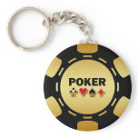 BLACK AND GOLD POKER CHIP KEY CHAINS