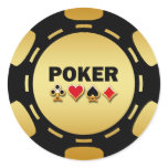 BLACK AND GOLD POKER CHIP STICKERS