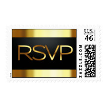 Black and Gold RSVP Stamp