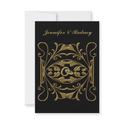 Black and Gold RSVP Wedding Invitation