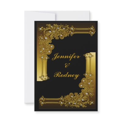 Black and Gold RSVP Wedding Invitation