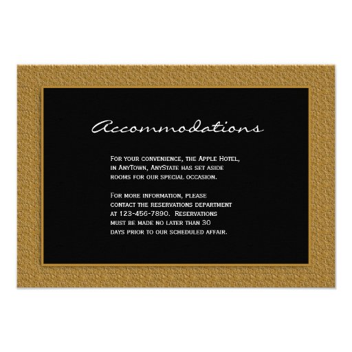 Black and Gold Scroll Accent Wedding Insert Personalized Announcement