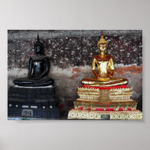 Black and gold sitting Buddhas Posters