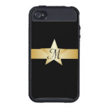 Black And Gold Star Monogrammed iPhone 4/4S Case