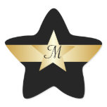 Black And Gold Star Monogrammed Star Sticker