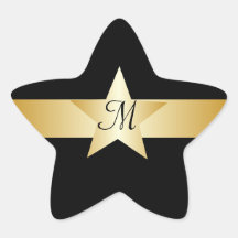 Black And Gold Star Monogrammed Star Sticker