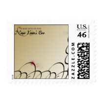 Black and Gold Starry Night New Years Eve Postage