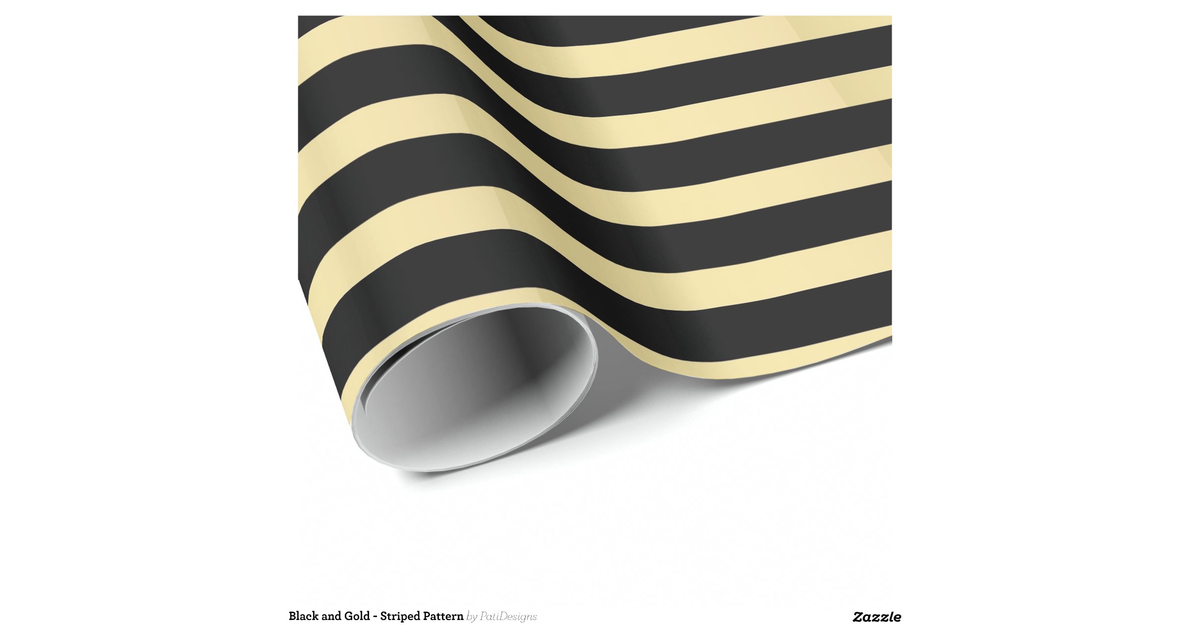 black_and_gold_striped_pattern_wrapping_paper