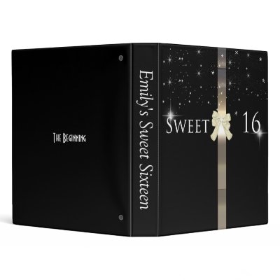 Black and Gold Sweet Sixteen Photo Album 3 Ring Binder by longdistgramma
