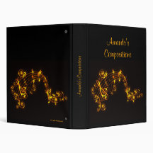 Black and Gold Swirling Musical Notes Binder