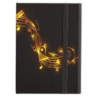 Black and Gold Swirling Musical Notes iPad Case