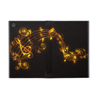 Black and Gold Swirling Musical Notes iPad Mini Cases