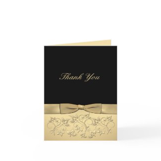 Black and Gold Thank You Card with Gold Ribbon card