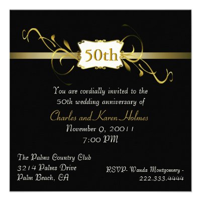 Black and Gold Tone Anniversary Invitation