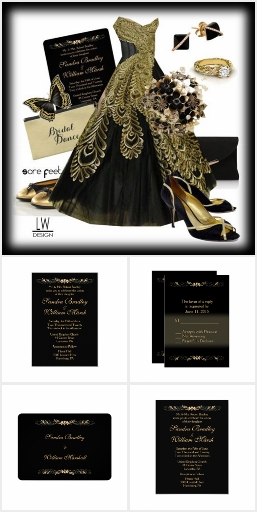 Black and Gold Wedding Invitation Suite 
