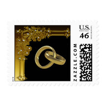Black and Gold Wedding Postage