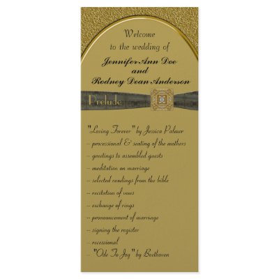 Black and Gold Wedding Program Rack Card