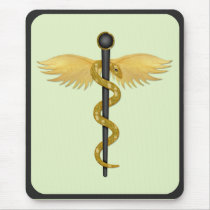 Black and Gold Winged Staff mousepads