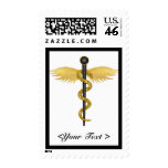 Black and Gold Winged Staff Postage Stamp
