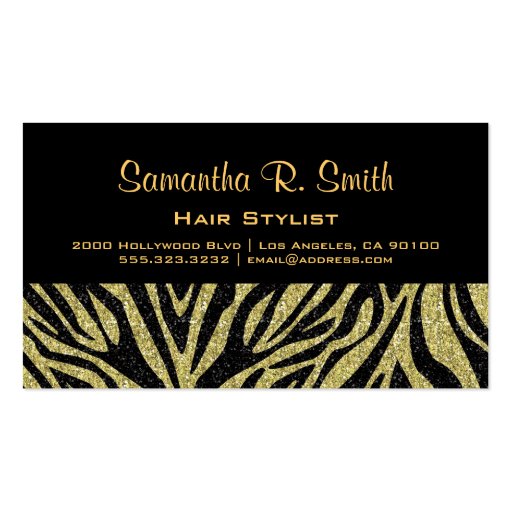 Black and Gold Zebra Professional Business Card (front side)