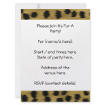 Black and Golden Brown Cheetah Print Pattern. Personalized Invites