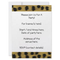 Black and Golden Brown Cheetah Print Pattern. Personalized Invites