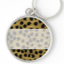 Black and Golden Brown Cheetah Print Pattern. Keychain