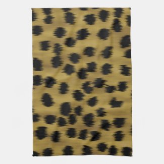 Black and Golden Brown Cheetah Print Pattern. Hand Towels