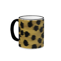 Black and Golden Brown Cheetah Print Pattern. Coffee Mug