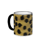 Black and Golden Brown Cheetah Print Pattern. mugs