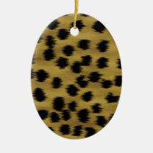Black and Golden Brown Cheetah Print Pattern. Christmas Tree Ornaments