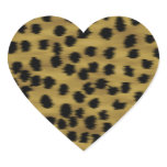 Black and Golden Brown Cheetah Print Pattern. Heart Stickers
