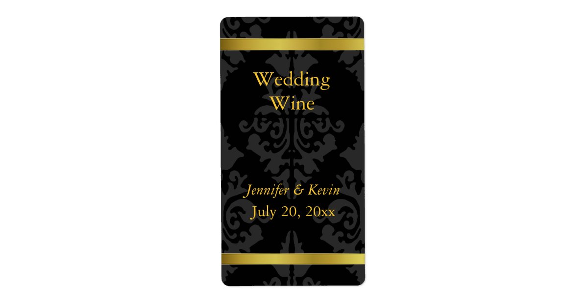Black and Golden Wedding Wine Label Zazzle