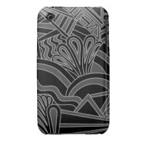 Black and Gray Art Deco Design. iPhone 3 Cover