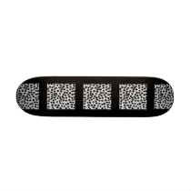 Black and Gray Cheetah Print Pattern. Custom Skateboard