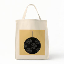 Black and Gray Christmas Bauble on Gold. Bag