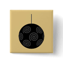 Black and Gray Christmas Bauble on Gold. Pin
