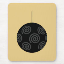 Black and Gray Christmas Bauble on Gold. Mousepads