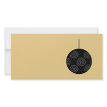 Black and Gray Christmas Bauble on Gold. Picture Card