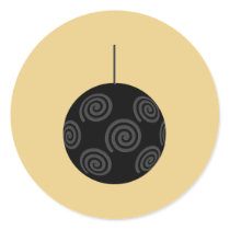 Black and Gray Christmas Bauble on Gold. Sticker