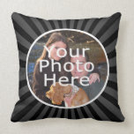 Black and Gray Circle Frame Photo Pillow
