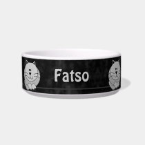 Black and Gray Cute Fat Cat Personalized Pet Bowl pet bowls