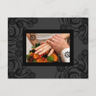 Black and Gray Floral Card postcard