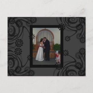 Black and Gray Floral Card postcard