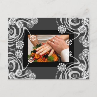 Black and Gray Floral Thank you card postcard