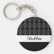 Black and Gray Flourishes Key Chain