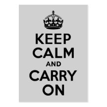 Black and Gray Keep Calm and Carry On Business Cards