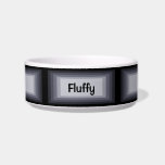 Black and Gray Ombre Rectangles Name Pet Bowl