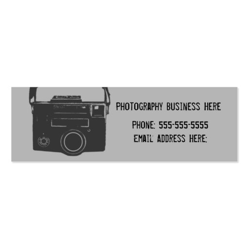 Black and Gray Retro Film Camera Business Card (front side)